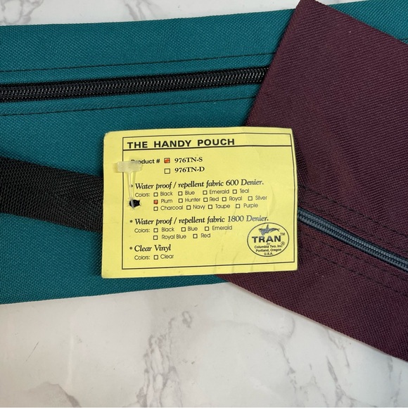 2 Zippered Extra Long Pouches, Maroon and Teal - Picture 6 of 6